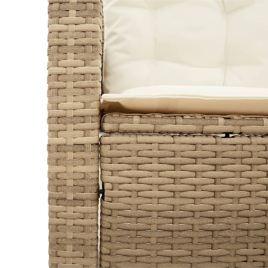 Tuinbank met tafel en kussens L-vormig poly rattan beige is nu te koop bij PeponiXL, paradijselijk wonen!