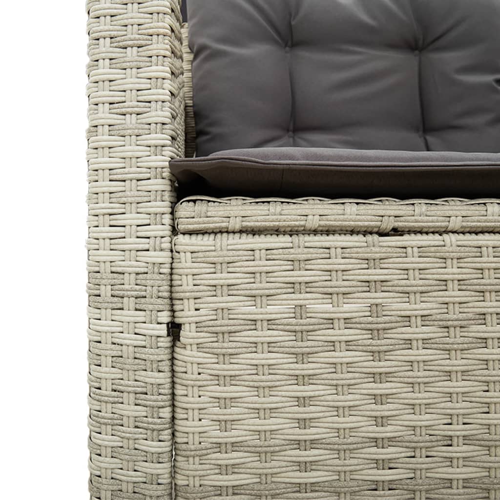 Tuinbank met tafel en kussens L-vormig poly rattan lichtgrijs is nu te koop bij PeponiXL, paradijselijk wonen!