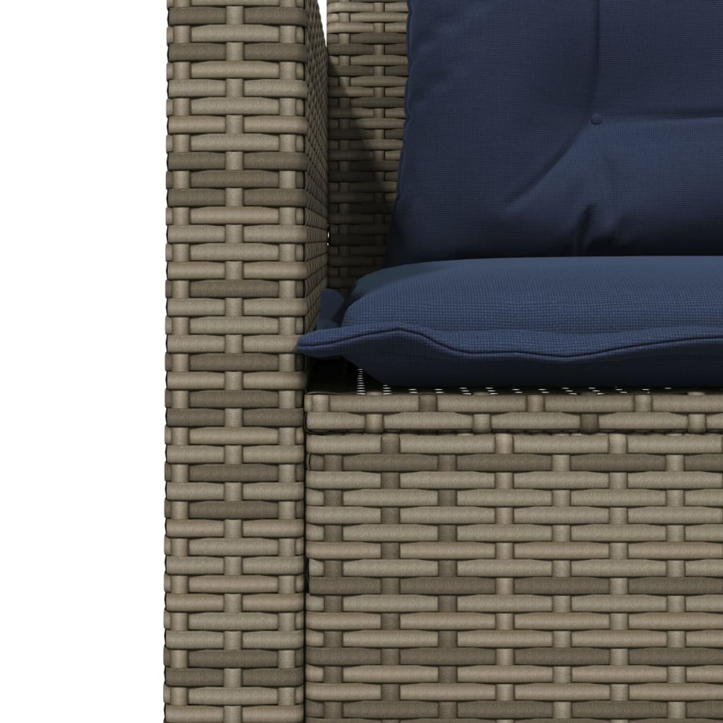 Tuinbank met tafel en kussens L-vormig grijs poly rattan is nu te koop bij PeponiXL, paradijselijk wonen!