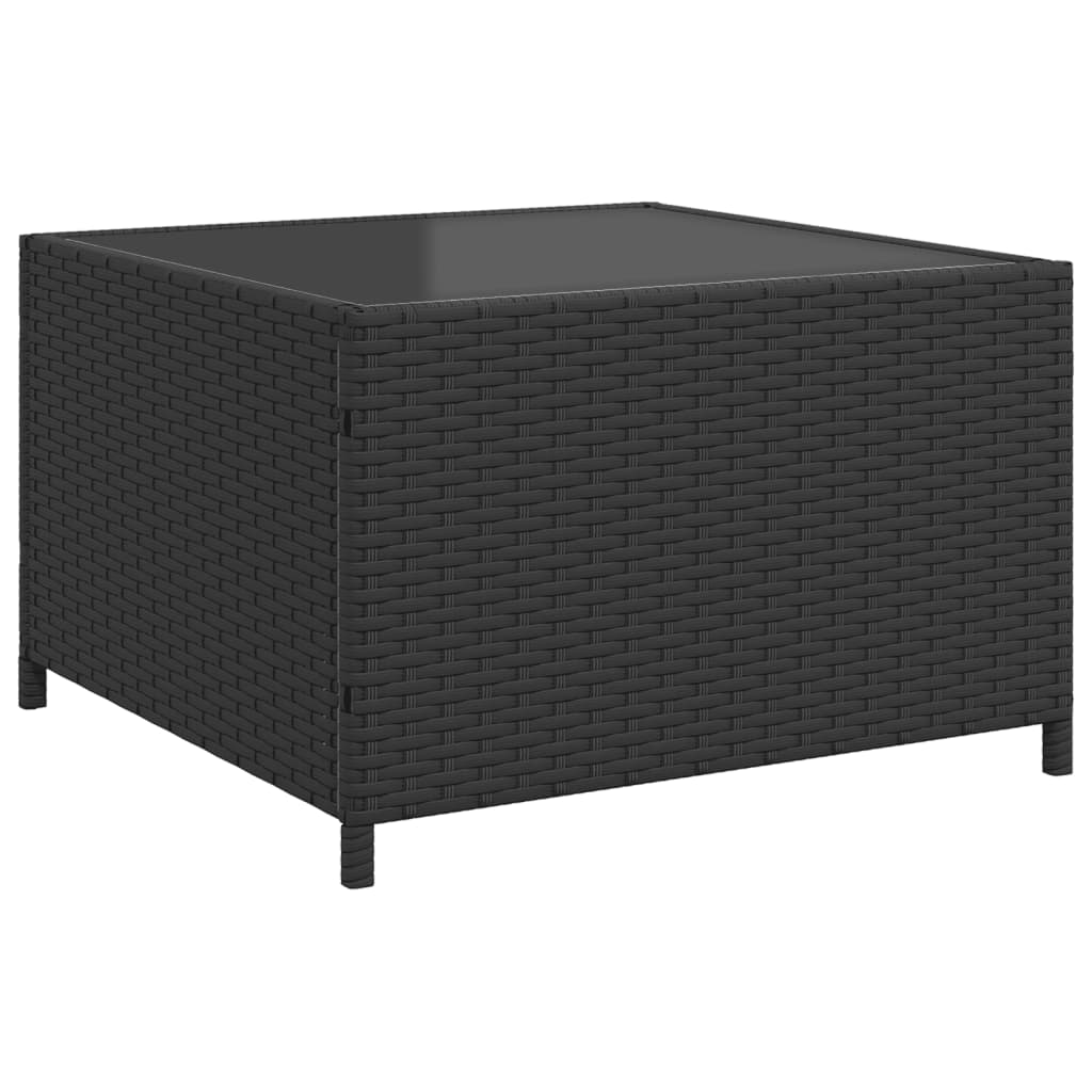 Tuinbank met tafel en kussens L-vormig zwart poly rattan is nu te koop bij PeponiXL, paradijselijk wonen!