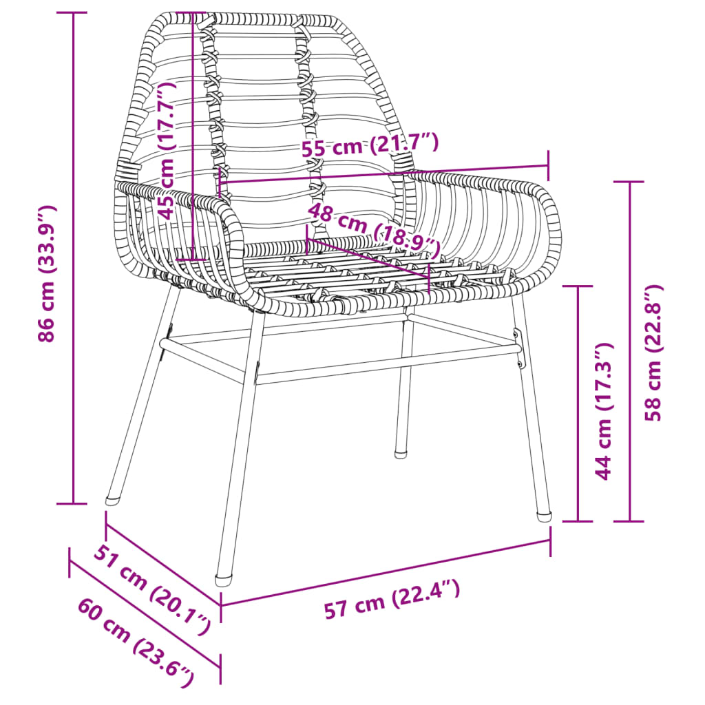 Tuinstoelen 2 st poly rattan zwart is nu te koop bij PeponiXL, paradijselijk wonen!