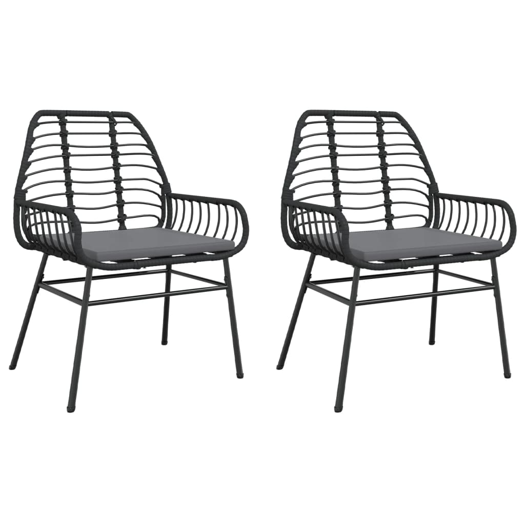 Tuinstoelen 2 st met kussens poly rattan zwart is nu te koop bij PeponiXL, paradijselijk wonen!