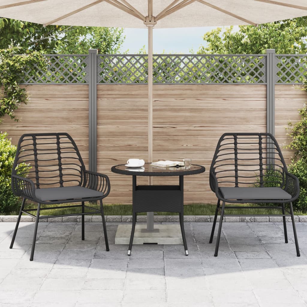 Tuinstoelen 2 st met kussens poly rattan zwart is nu te koop bij PeponiXL, paradijselijk wonen!
