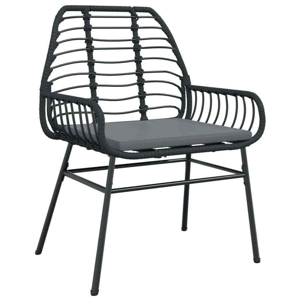 Tuinstoelen 2 st met kussens poly rattan zwart is nu te koop bij PeponiXL, paradijselijk wonen!