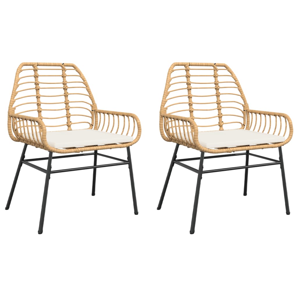 Tuinstoelen 2 st met kussens poly rattan bruin is nu te koop bij PeponiXL, paradijselijk wonen!