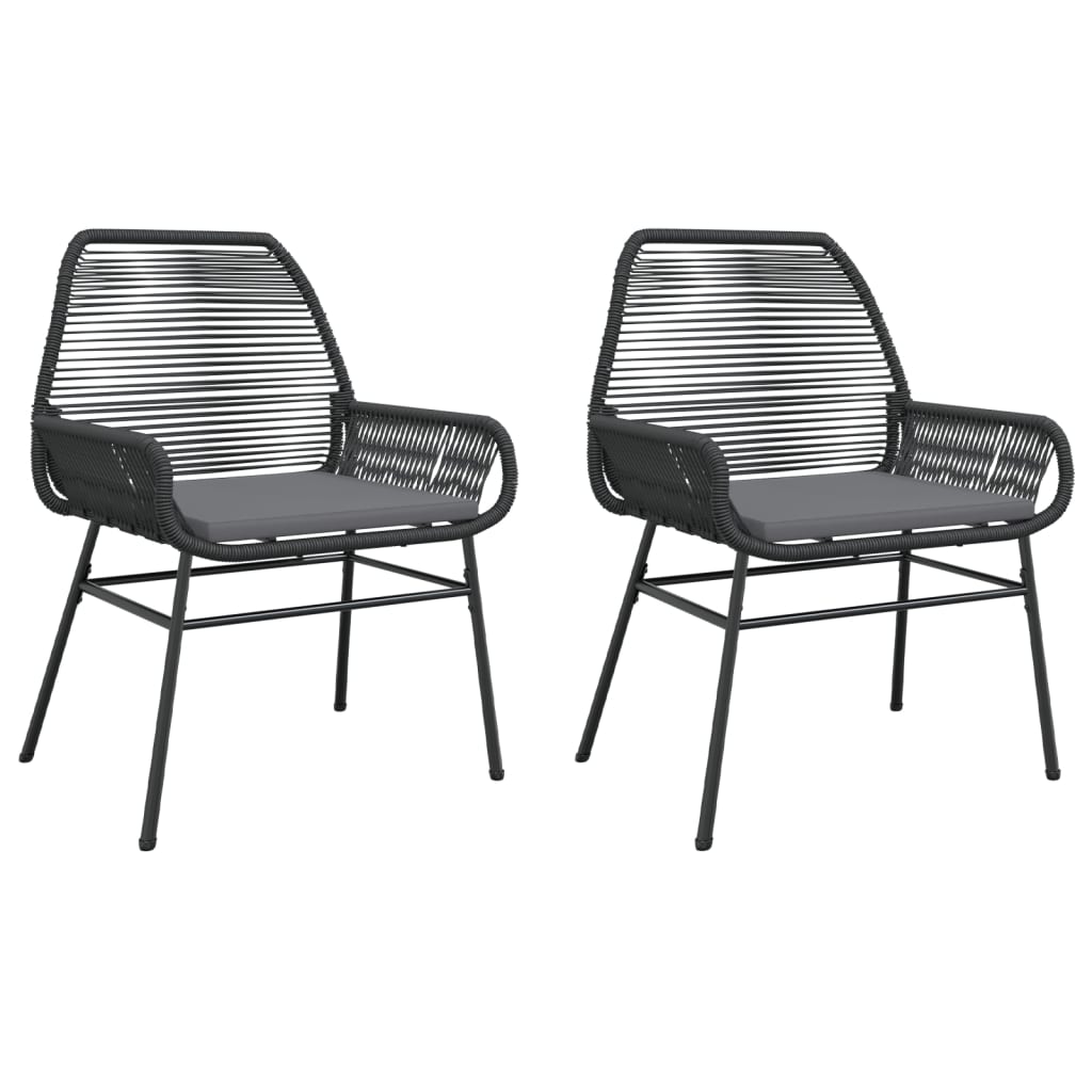 Tuinstoelen 2 st met kussens poly rattan zwart is nu te koop bij PeponiXL, paradijselijk wonen!