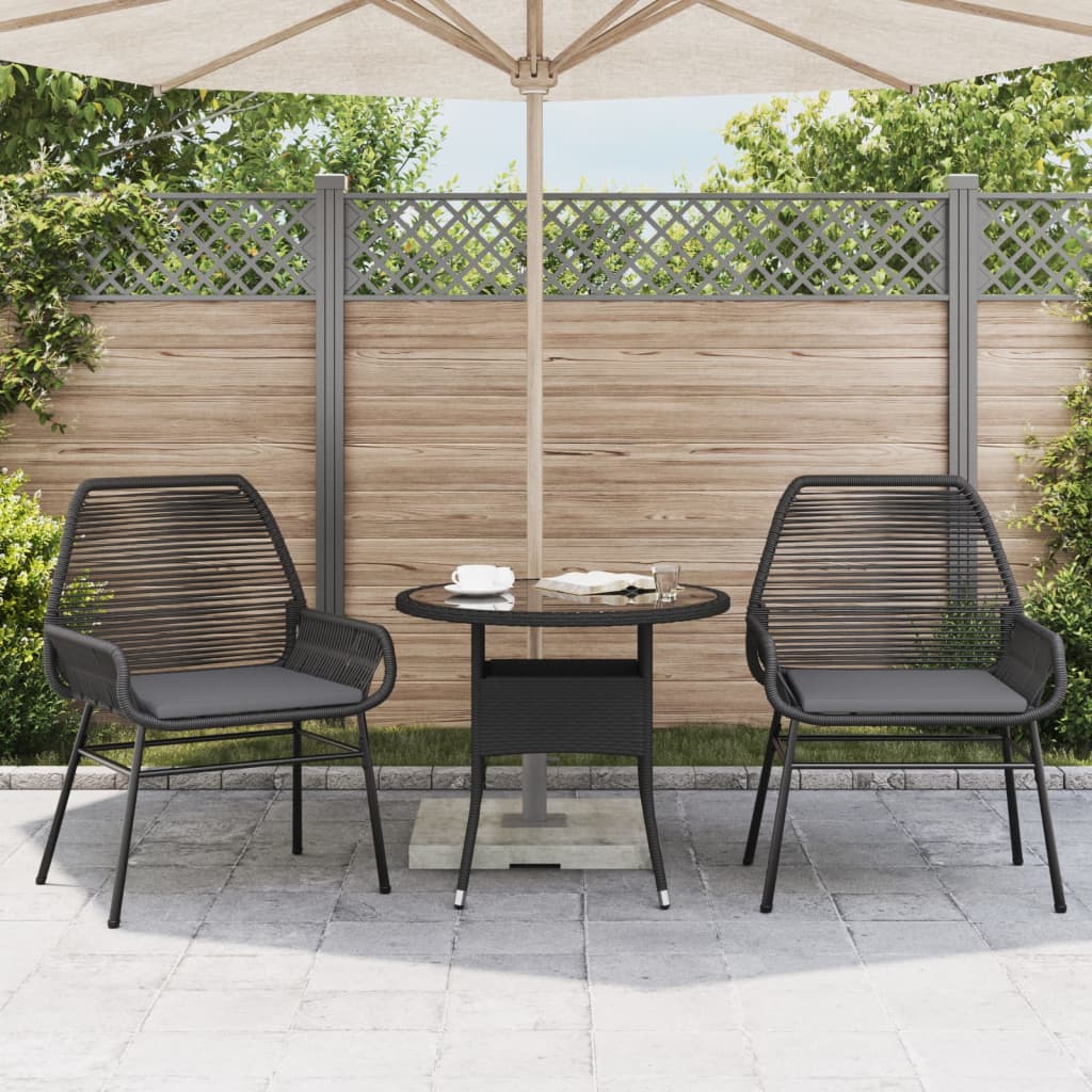 Tuinstoelen 2 st met kussens poly rattan zwart is nu te koop bij PeponiXL, paradijselijk wonen!
