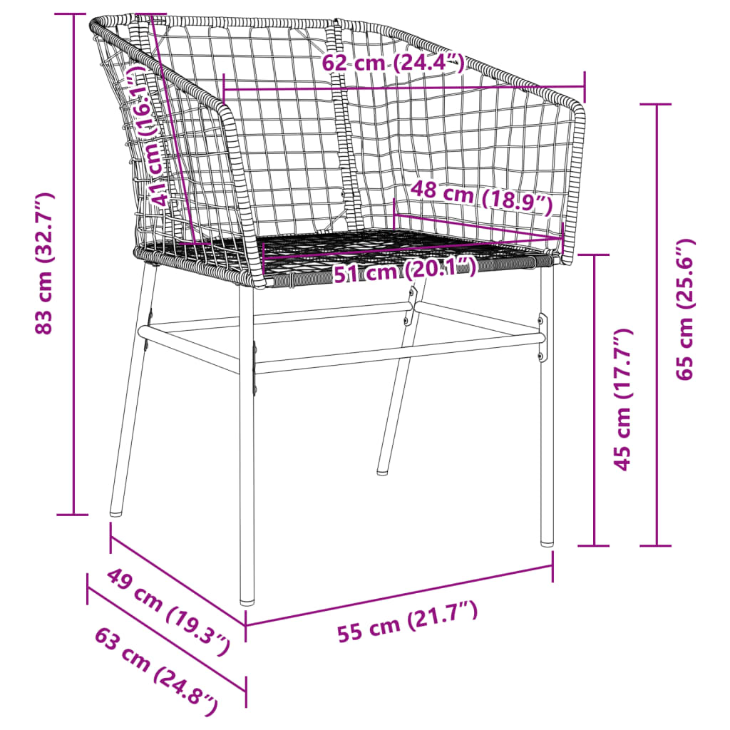 Tuinstoel bruin poly rattan 2 st is nu te koop bij PeponiXL, paradijselijk wonen!