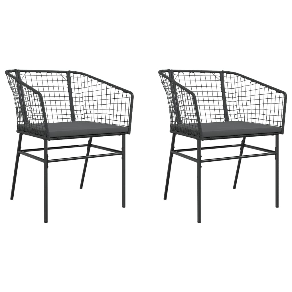 Tuinstoelen 2 st met kussens poly rattan zwart is nu te koop bij PeponiXL, paradijselijk wonen!