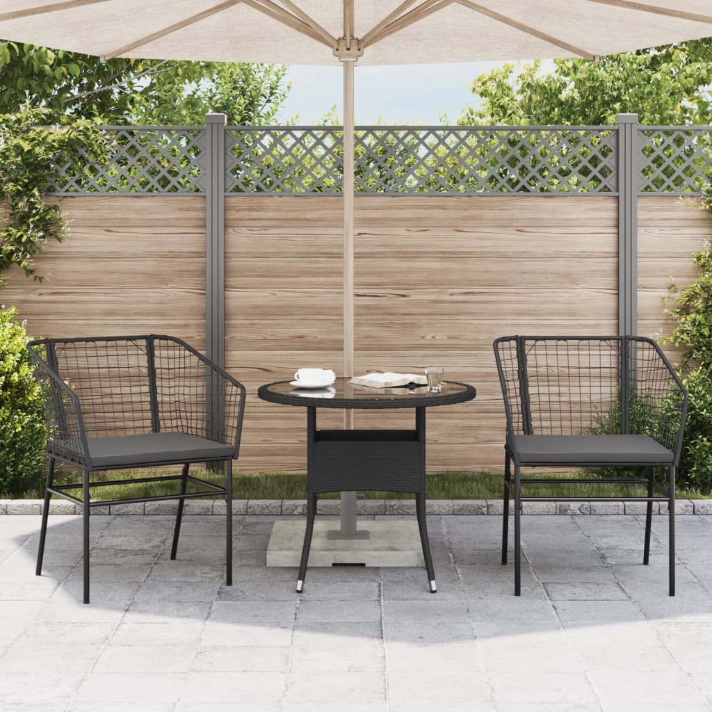 Tuinstoelen 2 st met kussens poly rattan zwart is nu te koop bij PeponiXL, paradijselijk wonen!