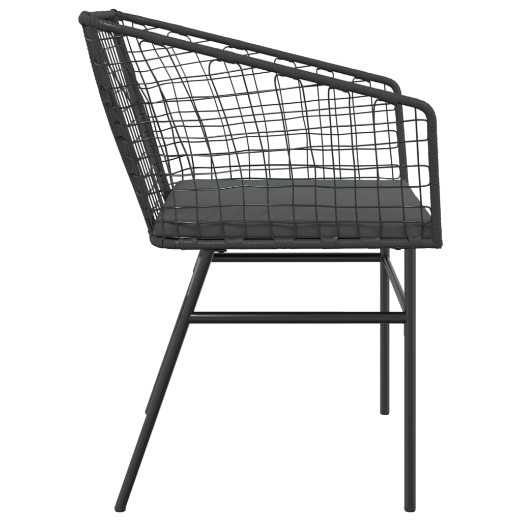 Tuinstoelen 2 st met kussens poly rattan zwart is nu te koop bij PeponiXL, paradijselijk wonen!