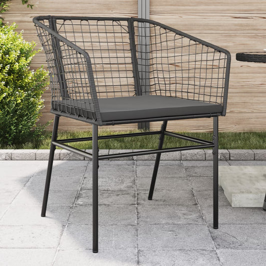Tuinstoelen 2 st met kussens poly rattan zwart is nu te koop bij PeponiXL, paradijselijk wonen!