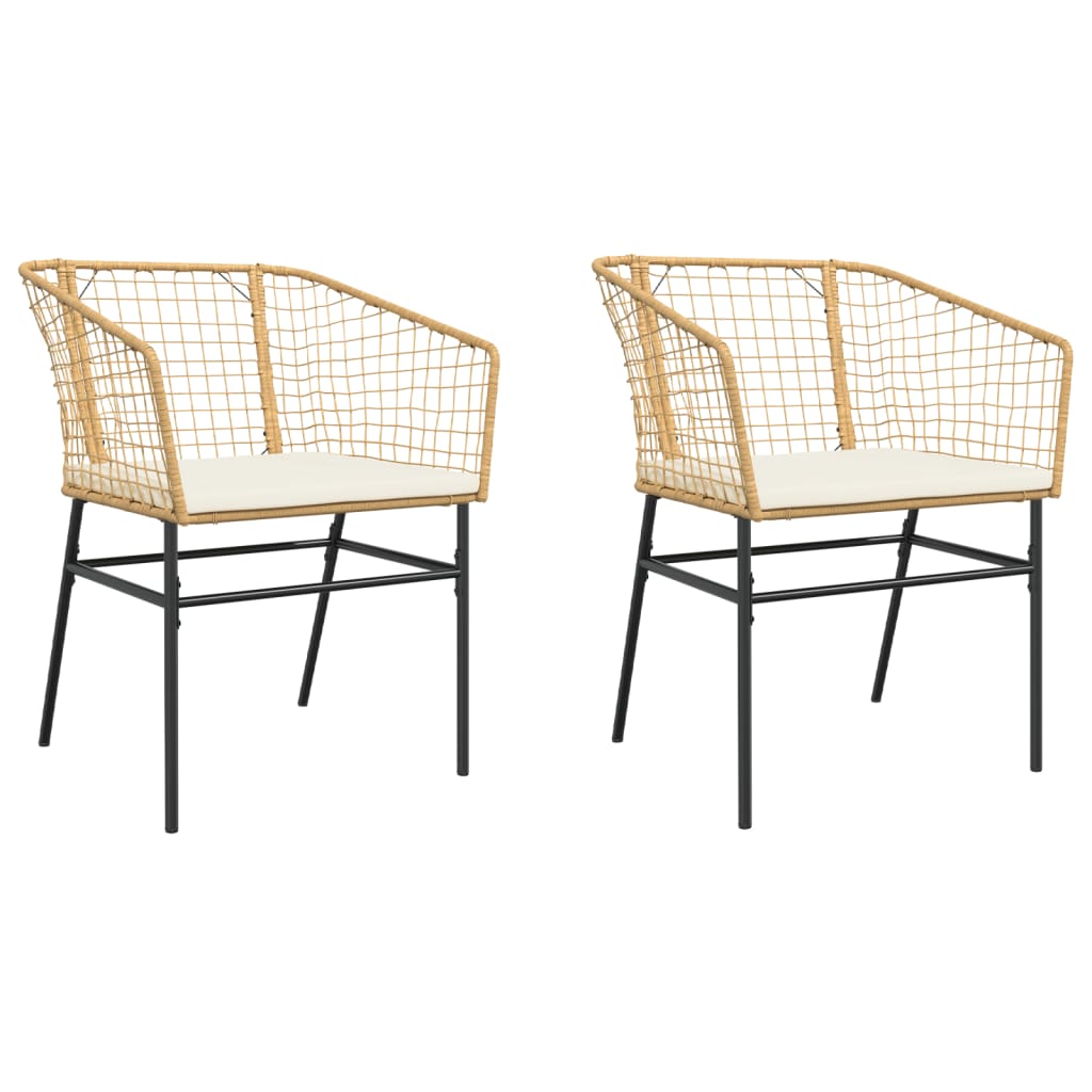 Tuinstoelen 2 st met kussens poly rattan bruin is nu te koop bij PeponiXL, paradijselijk wonen!