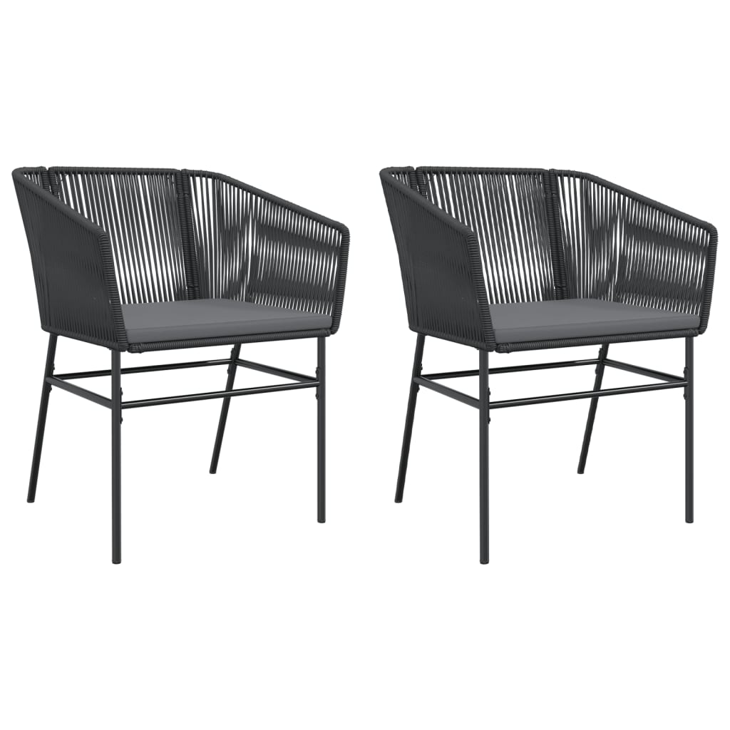 Tuinstoelen 2 st met kussens poly rattan zwart is nu te koop bij PeponiXL, paradijselijk wonen!