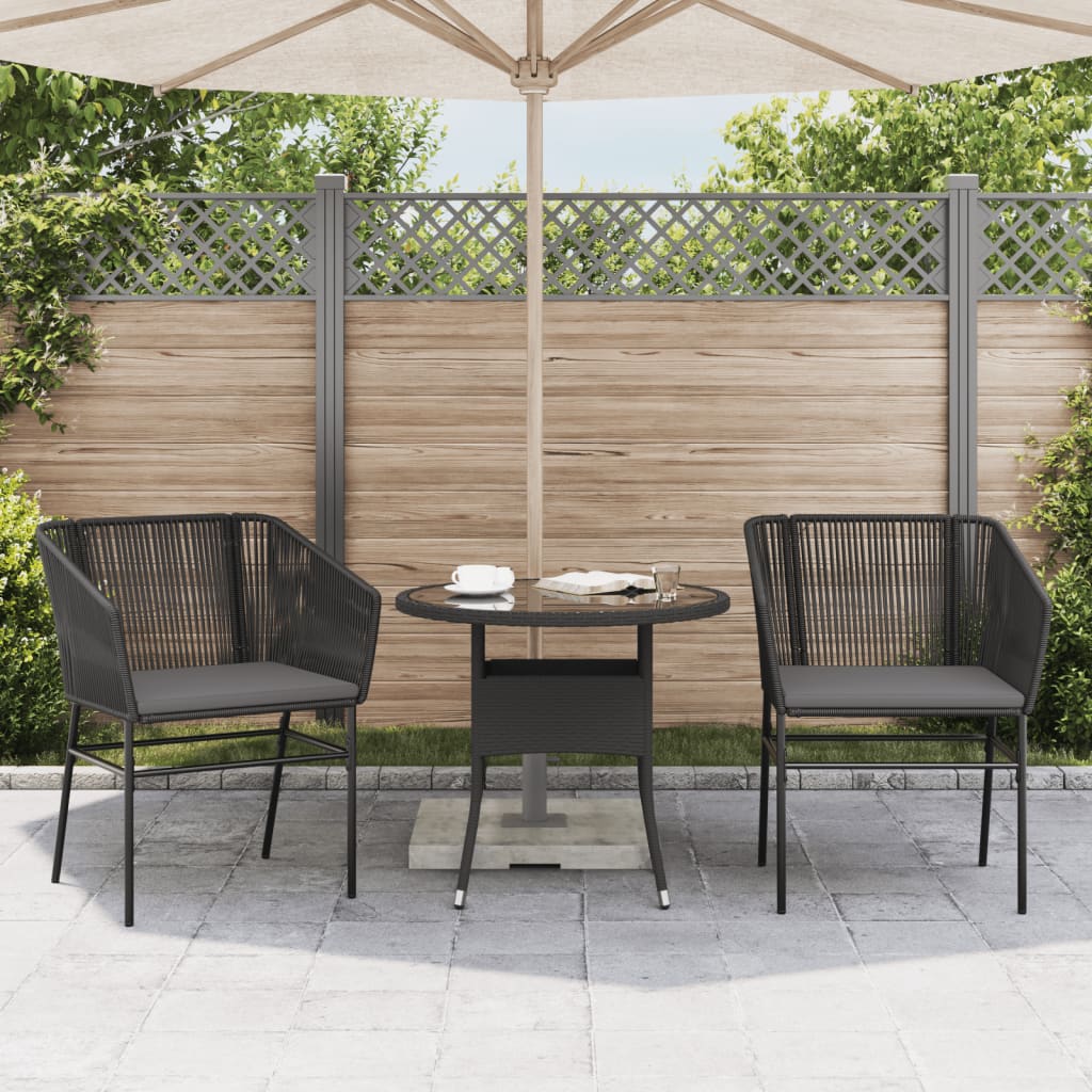 Tuinstoelen 2 st met kussens poly rattan zwart is nu te koop bij PeponiXL, paradijselijk wonen!