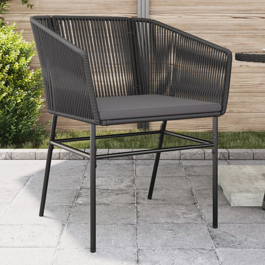 Tuinstoelen 2 st met kussens poly rattan zwart is nu te koop bij PeponiXL, paradijselijk wonen!