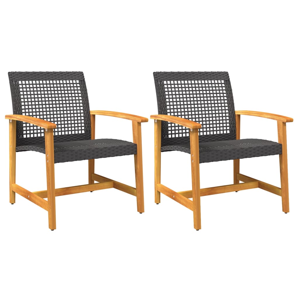 Tuinnstoelen 2 st poly rattan en acaciahout zwart is nu te koop bij PeponiXL, paradijselijk wonen!