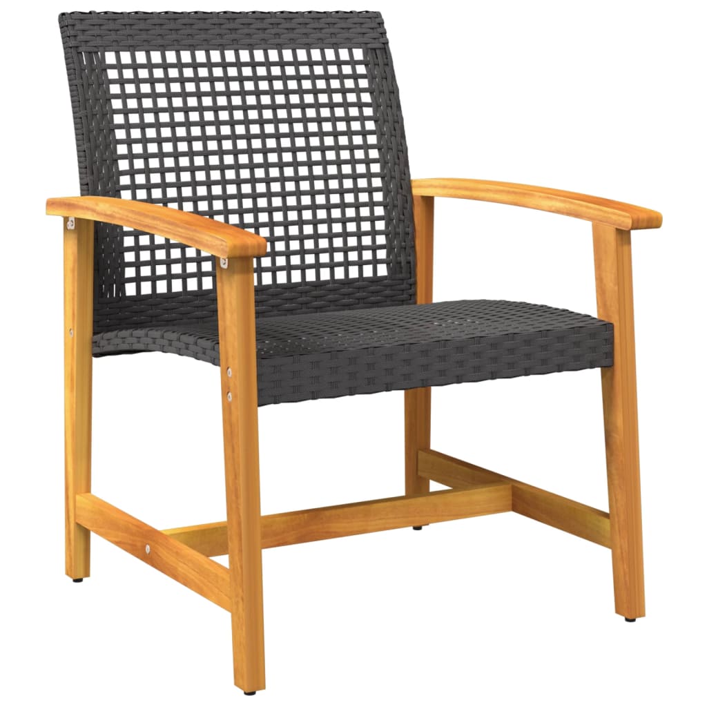 Tuinnstoelen 2 st poly rattan en acaciahout zwart is nu te koop bij PeponiXL, paradijselijk wonen!
