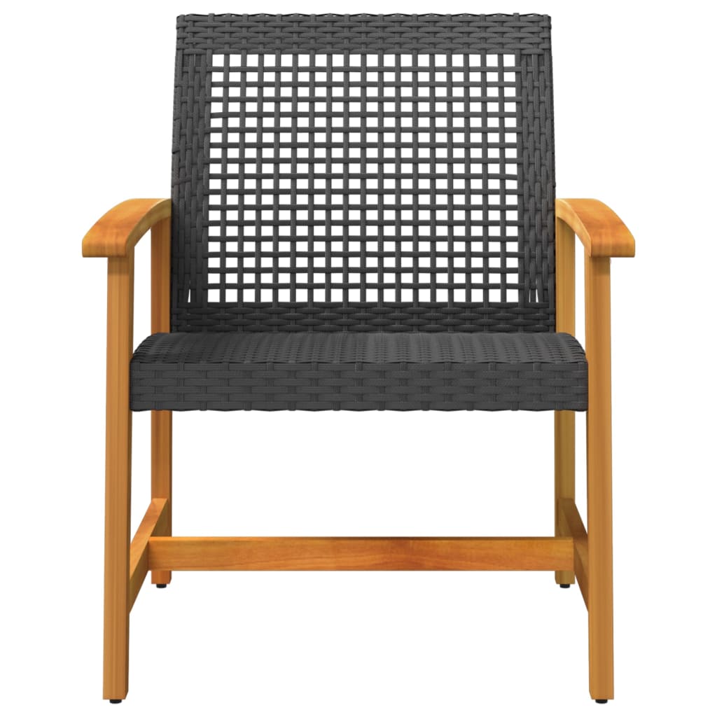 Tuinnstoelen 2 st poly rattan en acaciahout zwart is nu te koop bij PeponiXL, paradijselijk wonen!