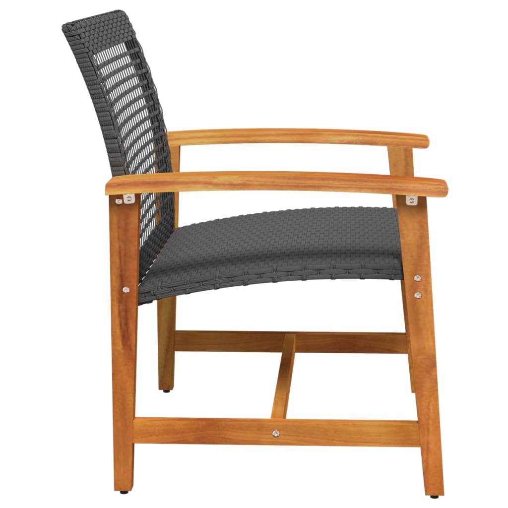 Tuinnstoelen 2 st poly rattan en acaciahout zwart is nu te koop bij PeponiXL, paradijselijk wonen!
