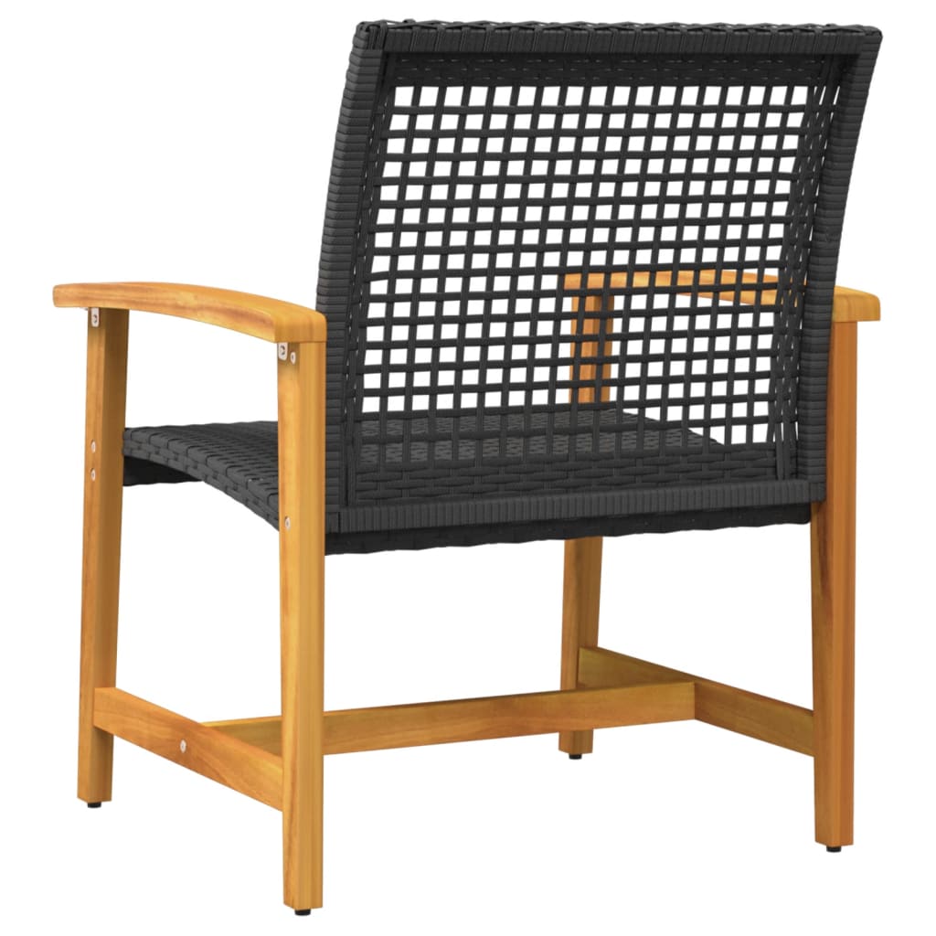 Tuinnstoelen 2 st poly rattan en acaciahout zwart is nu te koop bij PeponiXL, paradijselijk wonen!