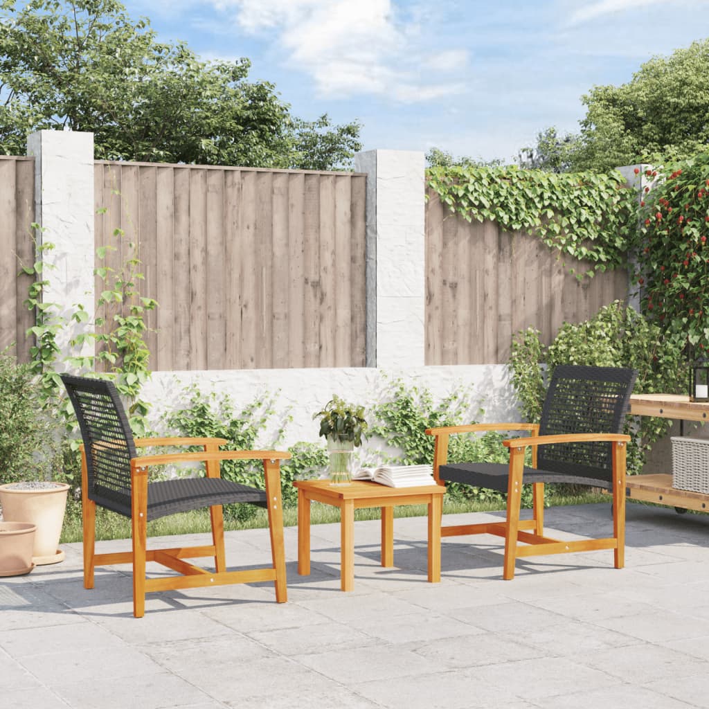 Tuinnstoelen 2 st poly rattan en acaciahout zwart is nu te koop bij PeponiXL, paradijselijk wonen!