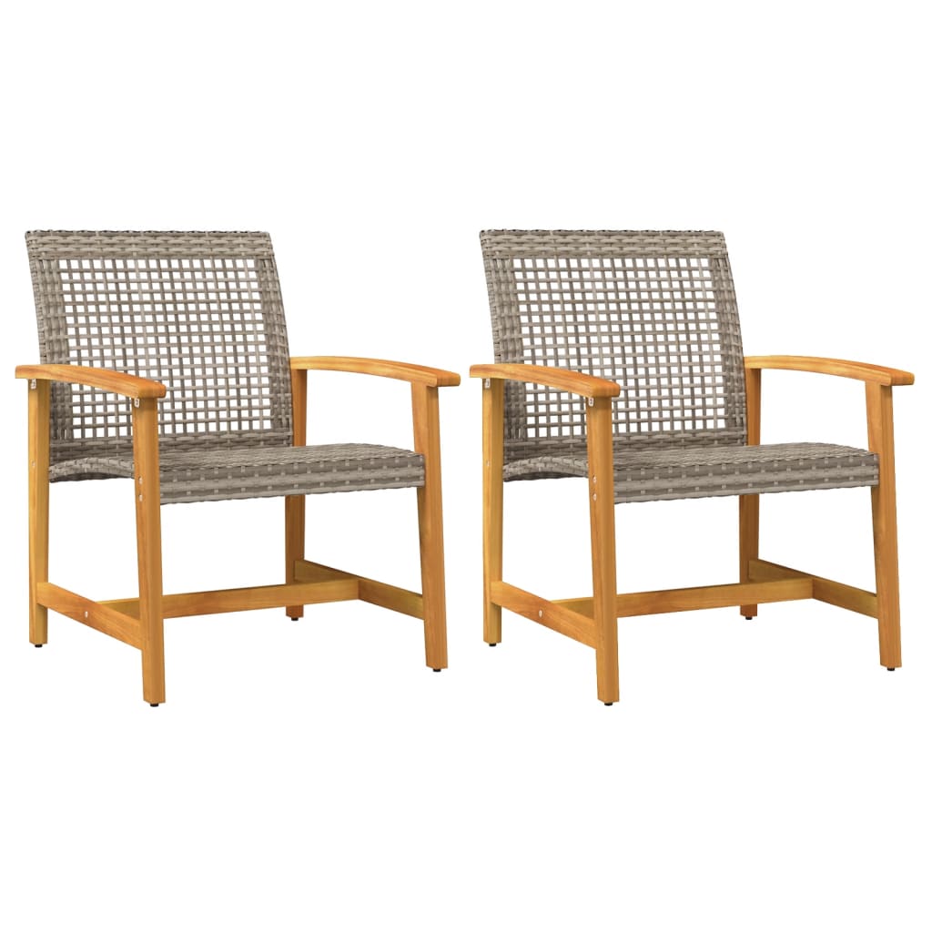 Tuinstoelen 2 st poly rattan en acaciahout grijs is nu te koop bij PeponiXL, paradijselijk wonen!