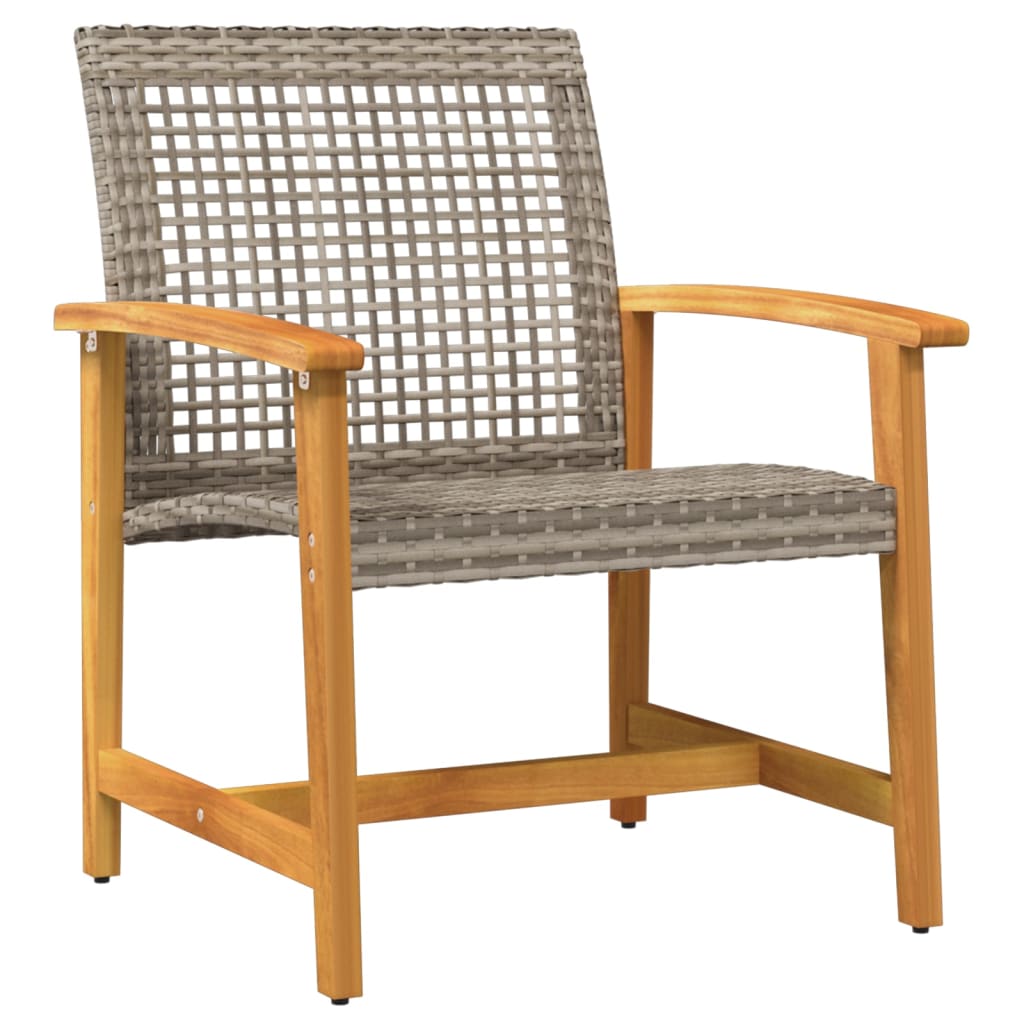 Tuinstoelen 2 st poly rattan en acaciahout grijs is nu te koop bij PeponiXL, paradijselijk wonen!