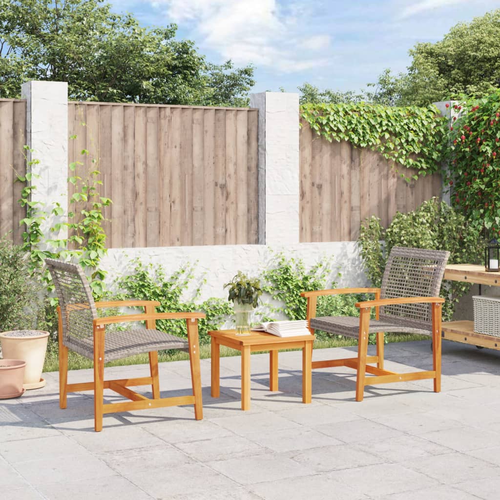 Tuinstoelen 2 st poly rattan en acaciahout grijs is nu te koop bij PeponiXL, paradijselijk wonen!