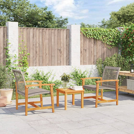 Tuinstoelen 2 st poly rattan en acaciahout grijs is nu te koop bij PeponiXL, paradijselijk wonen!