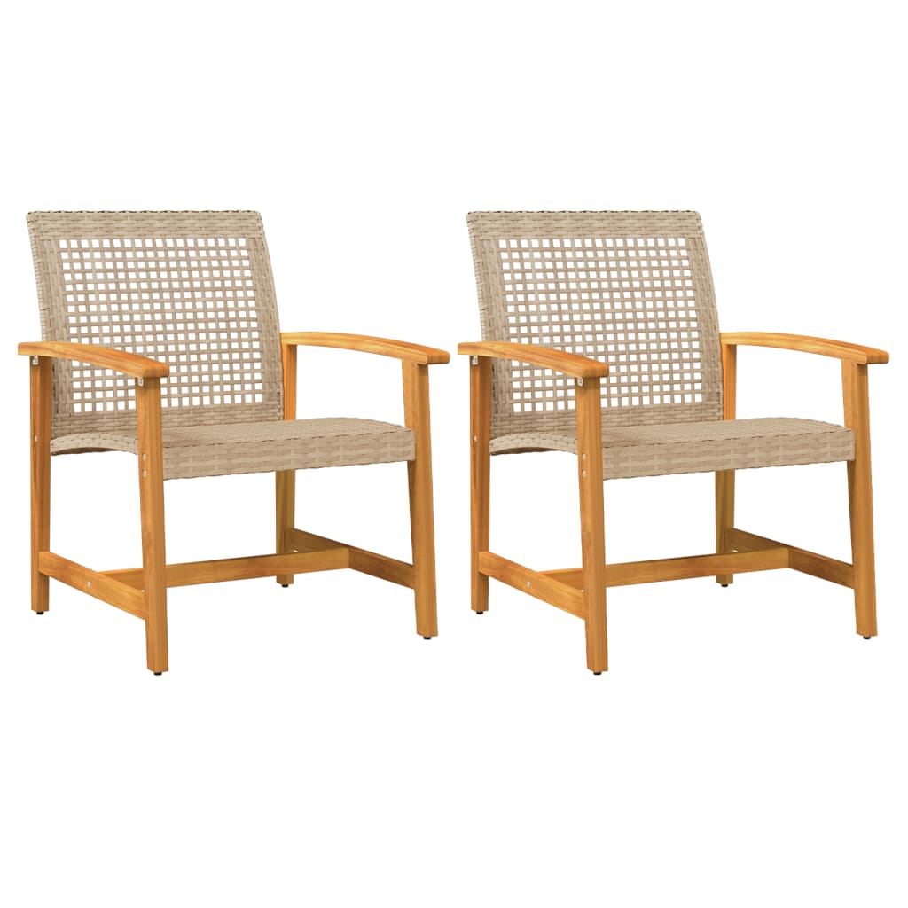 Tuinstoelen 2 st poly rattan en acaciahout beige is nu te koop bij PeponiXL, paradijselijk wonen!