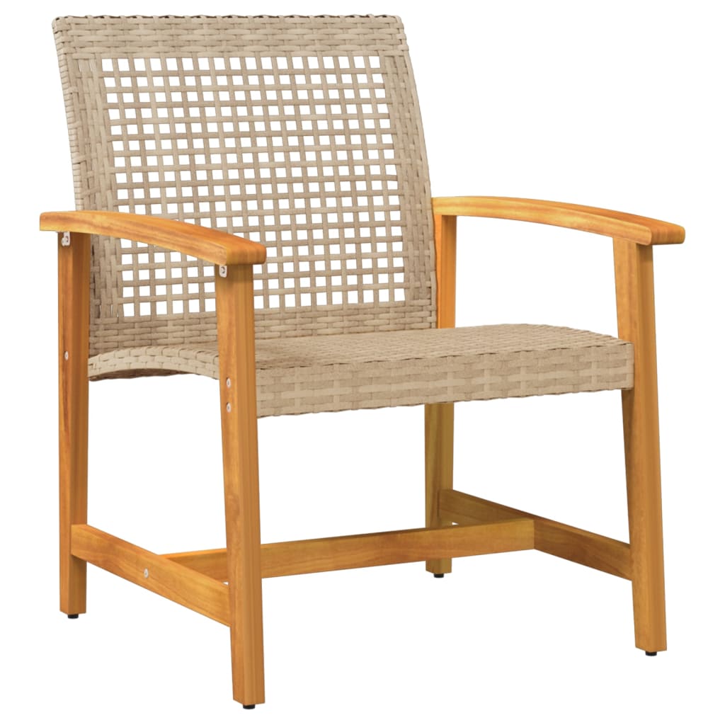 Tuinstoelen 2 st poly rattan en acaciahout beige is nu te koop bij PeponiXL, paradijselijk wonen!