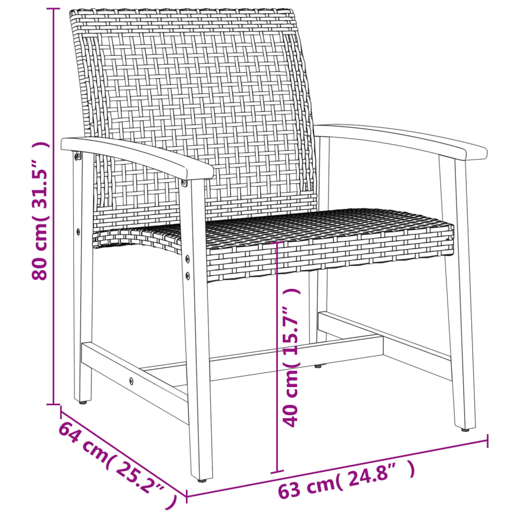 Tuinstoelen 2 st poly rattan en acaciahout beige is nu te koop bij PeponiXL, paradijselijk wonen!