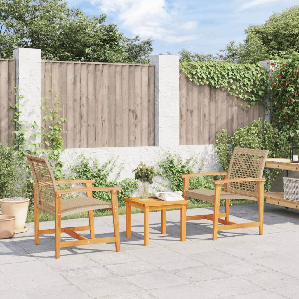 Tuinstoelen 2 st poly rattan en acaciahout beige is nu te koop bij PeponiXL, paradijselijk wonen!