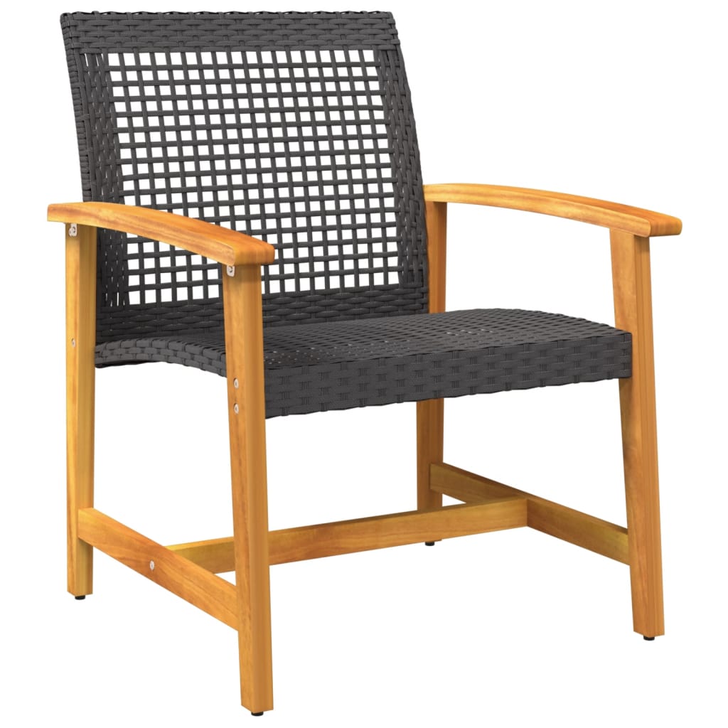 3-delige Bistroset poly rattan en acaciahout zwart is nu te koop bij PeponiXL, paradijselijk wonen!
