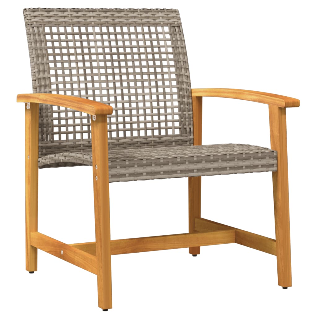 3-delige Bistroset poly rattan en acaciahout grijs is nu te koop bij PeponiXL, paradijselijk wonen!