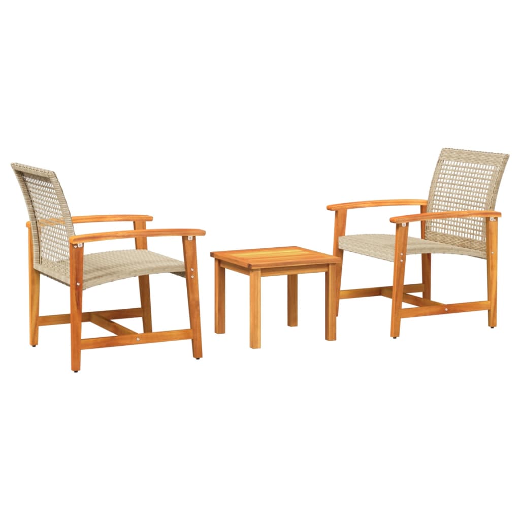 3-delige Bistroset poly rattan en acaciahout beige is nu te koop bij PeponiXL, paradijselijk wonen!