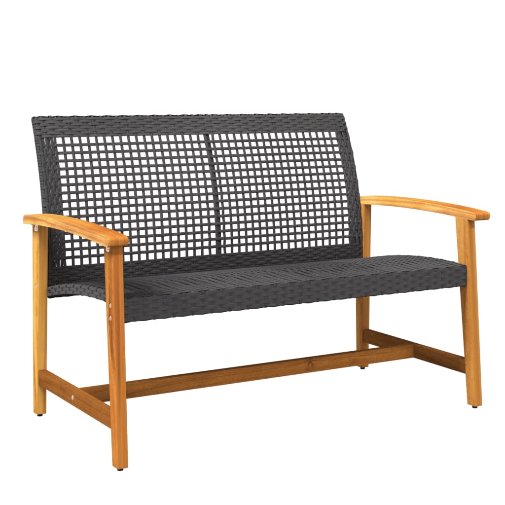 5-delige Loungeset poly rattan en acaciahout zwart is nu te koop bij PeponiXL, paradijselijk wonen!
