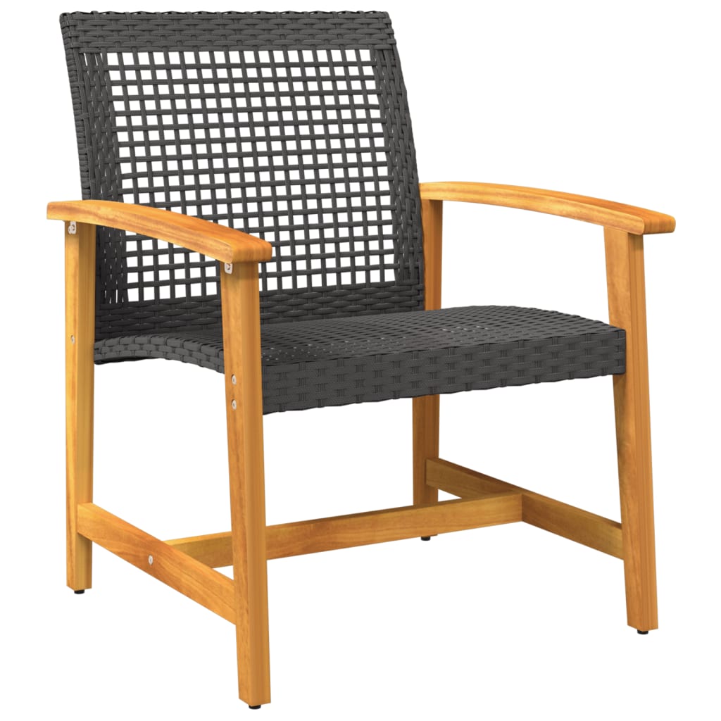 5-delige Loungeset poly rattan en acaciahout zwart is nu te koop bij PeponiXL, paradijselijk wonen!
