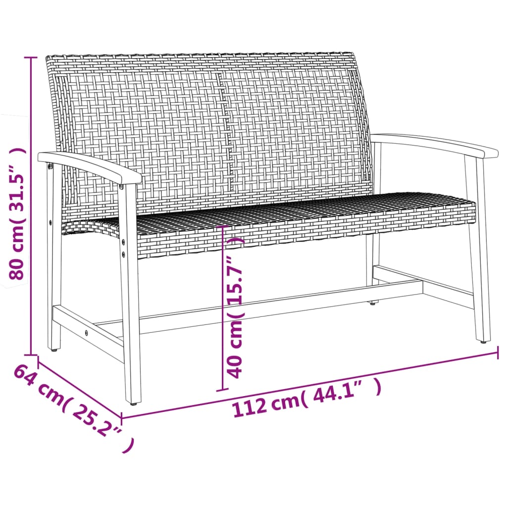 5-delige Loungeset poly rattan en acaciahout zwart is nu te koop bij PeponiXL, paradijselijk wonen!