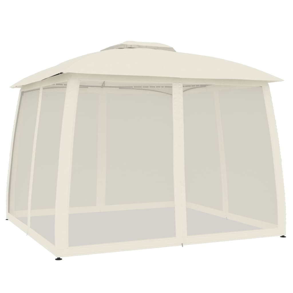 Prieel zijwanden van gaas en dubbel dak 2,93x2,93 m staal crème is nu te koop bij PeponiXL, paradijselijk wonen!