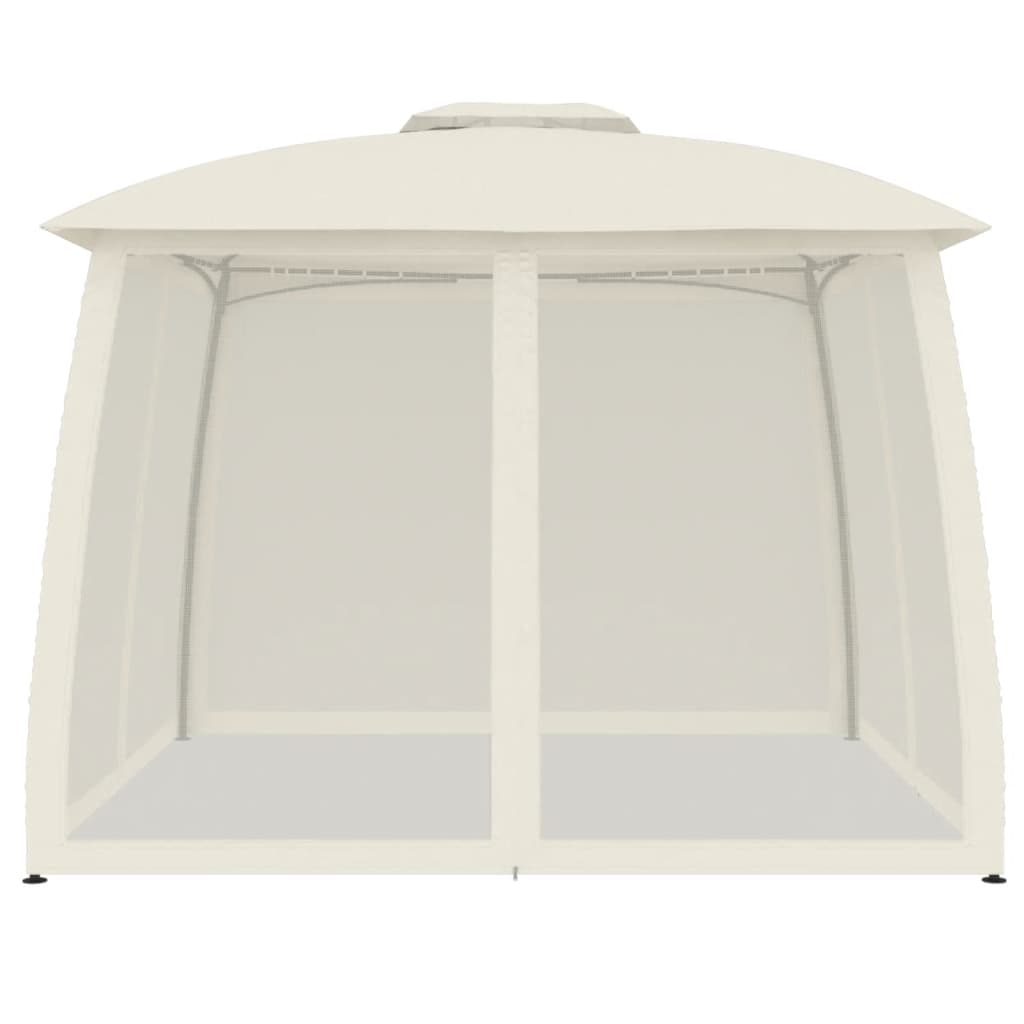 Prieel zijwanden van gaas en dubbel dak 2,93x2,93 m staal crème is nu te koop bij PeponiXL, paradijselijk wonen!