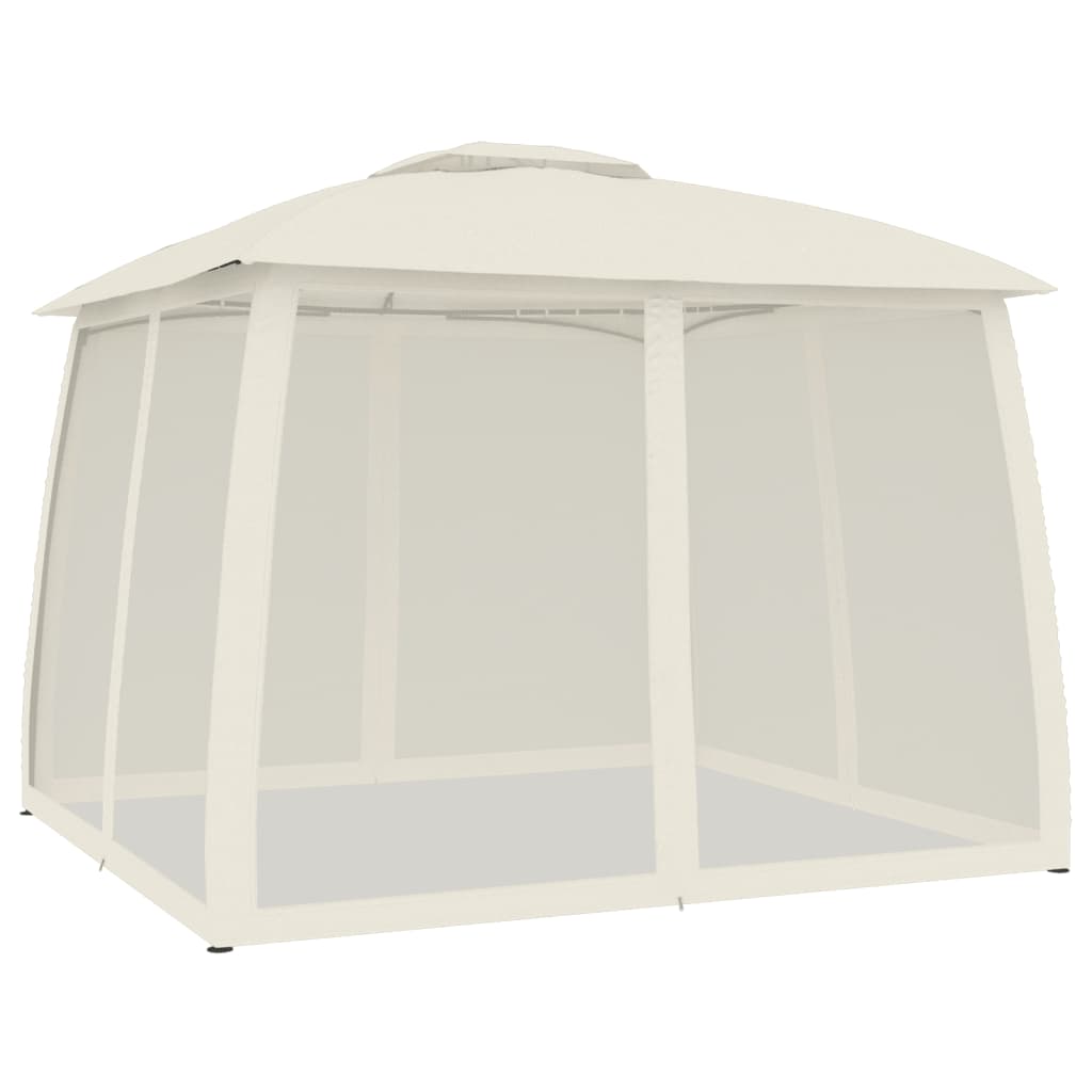Prieel zijwanden van gaas en dubbel dak 2,93x2,93 m staal crème is nu te koop bij PeponiXL, paradijselijk wonen!