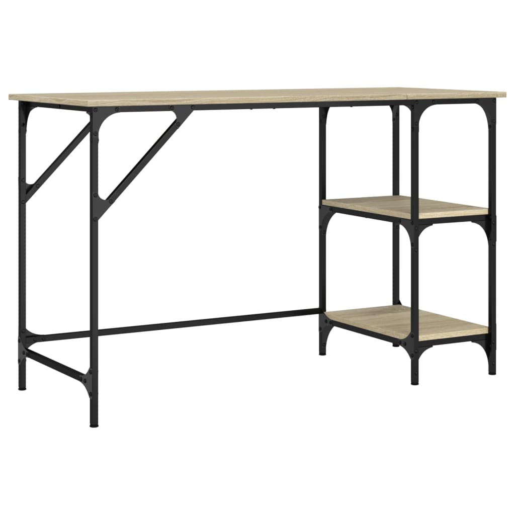 Bureau 120x50x75 cm metaal en bewerkt hout sonoma eikenkleurig is nu te koop bij PeponiXL, paradijselijk wonen!