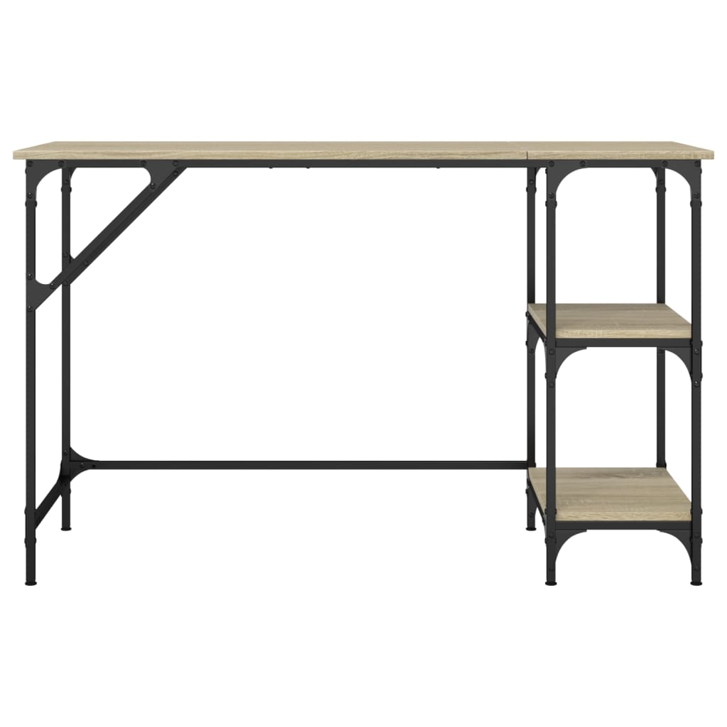Bureau 120x50x75 cm metaal en bewerkt hout sonoma eikenkleurig is nu te koop bij PeponiXL, paradijselijk wonen!