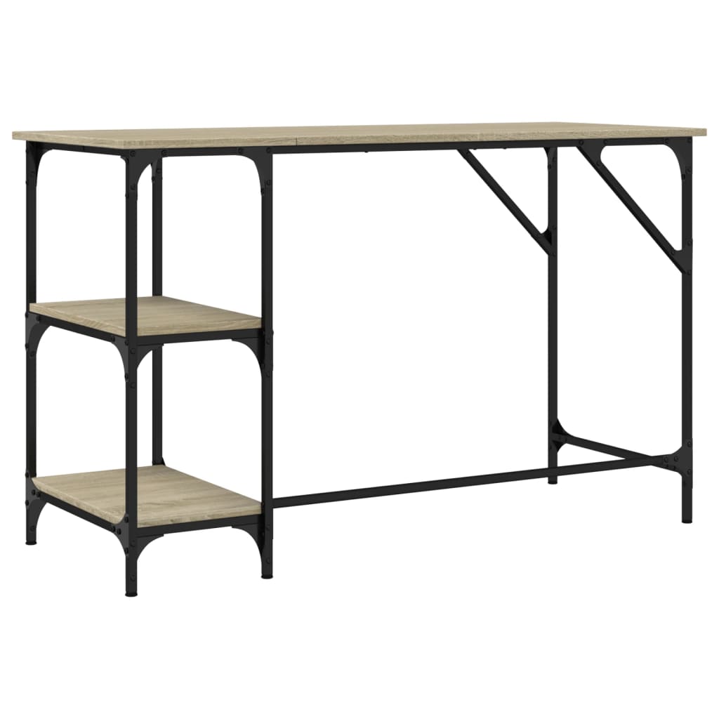 Bureau 120x50x75 cm metaal en bewerkt hout sonoma eikenkleurig is nu te koop bij PeponiXL, paradijselijk wonen!