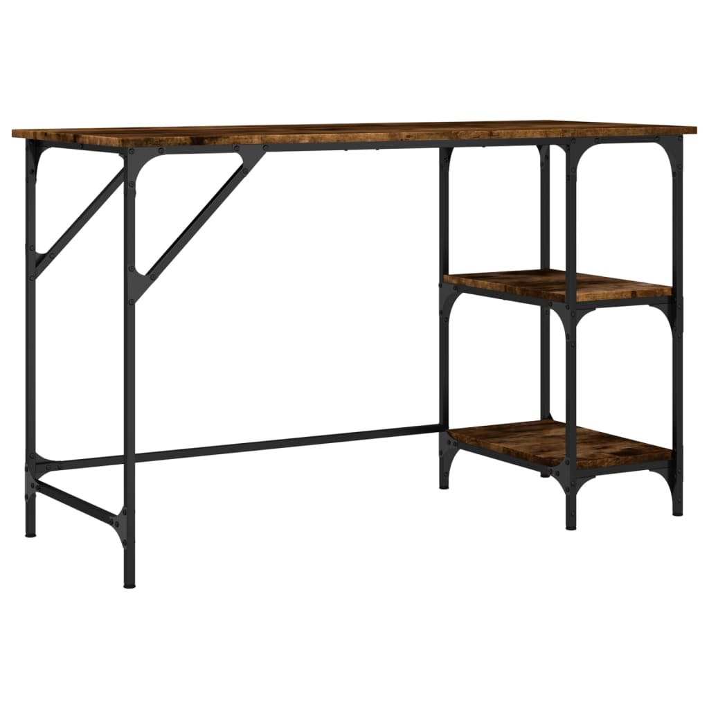 Bureau 120x50x75 cm metaal en bewerkt hout gerookt eikenkleurig is nu te koop bij PeponiXL, paradijselijk wonen!