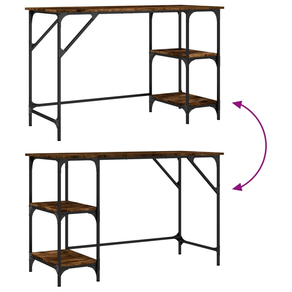 Bureau 120x50x75 cm metaal en bewerkt hout gerookt eikenkleurig is nu te koop bij PeponiXL, paradijselijk wonen!