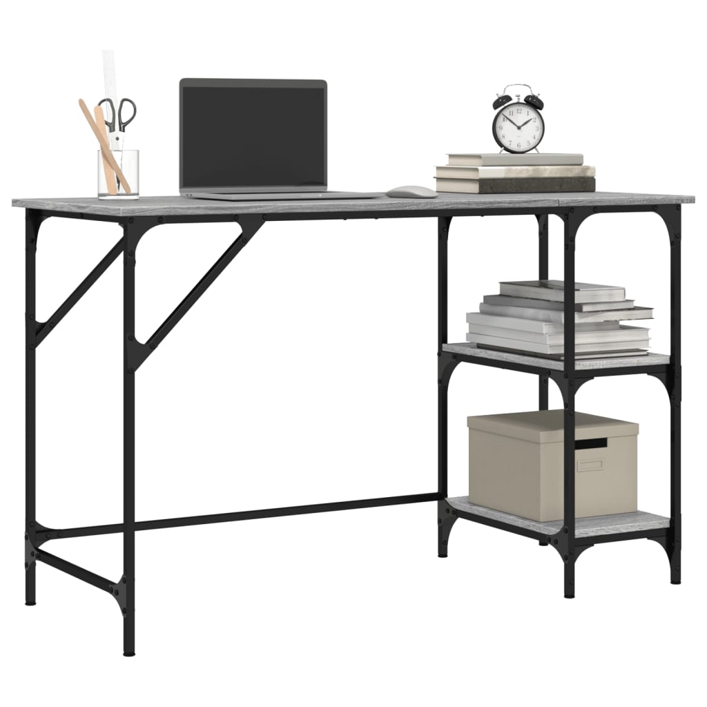Bureau 120x50x75 cm metaal en bewerkt hout grijs sonoma eiken is nu te koop bij PeponiXL, paradijselijk wonen!