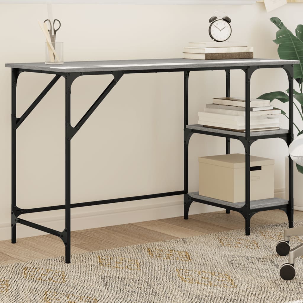 Bureau 120x50x75 cm metaal en bewerkt hout grijs sonoma eiken is nu te koop bij PeponiXL, paradijselijk wonen!